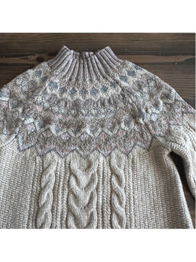 Chico’s 1P Fair Isle Turtleneck Sweater Beige
